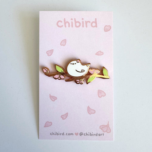 Cherry Blossom Bird Enamel Pin