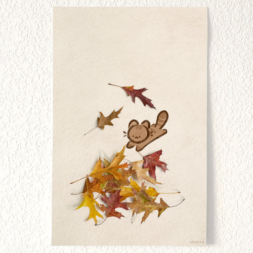 Foraging Friends - Fall Cat Felt Poster