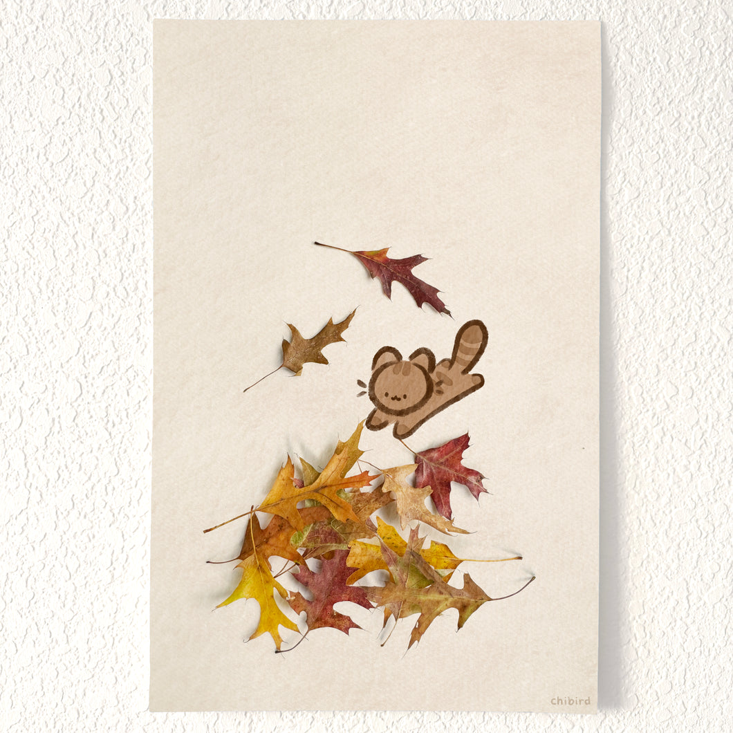 Foraging Friends - Fall Cat Felt Poster