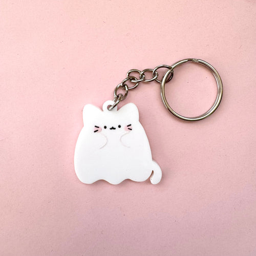Ghost Cat Charm - White Acrylic