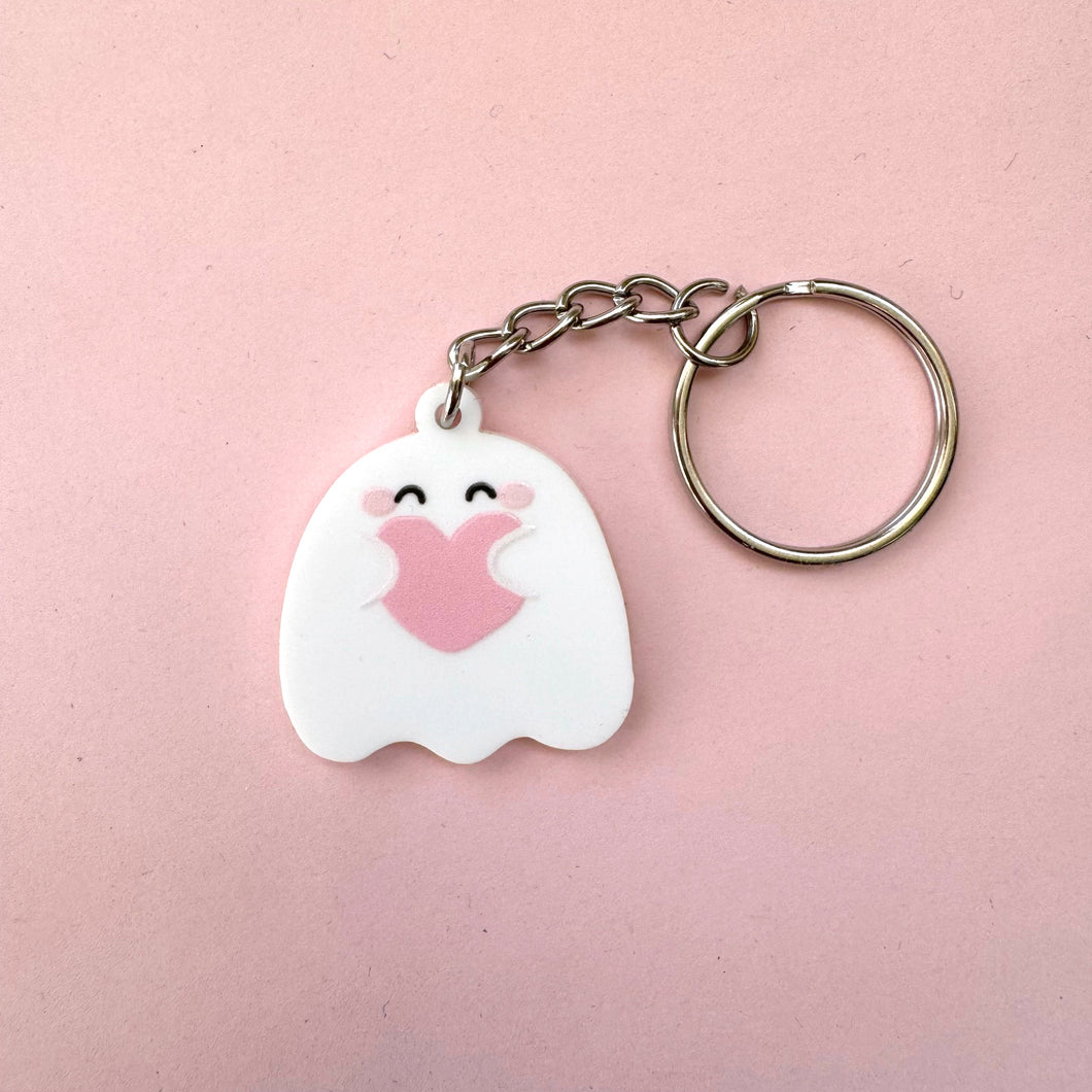 Heart Ghost Charm - White Acrylic