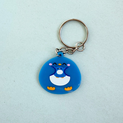 Penguin with Baby Penguin Charm - Blue Acrylic