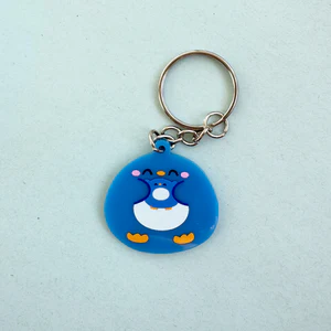 Penguin with Baby Penguin Charm - Blue Acrylic