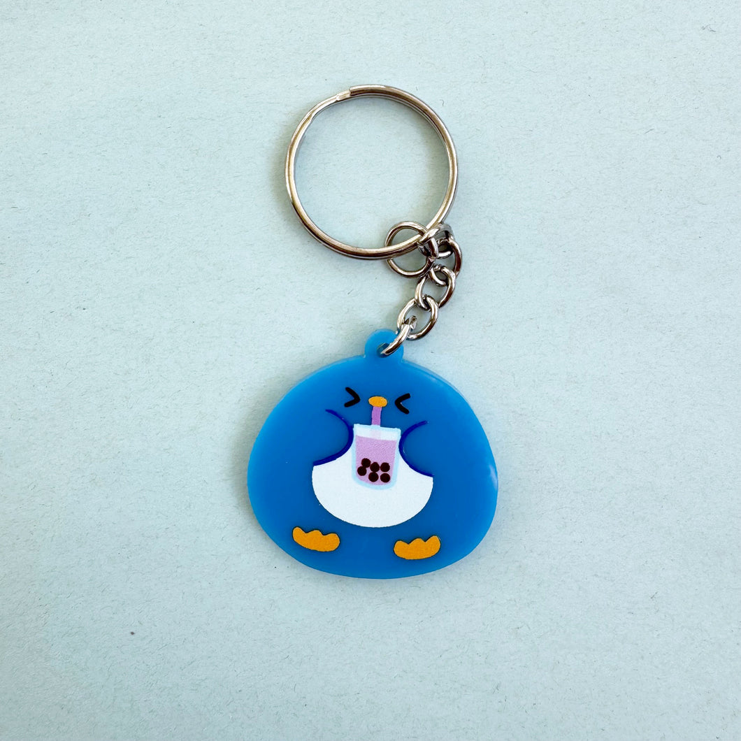 Boba Penguin Charm - Blue Acrylic