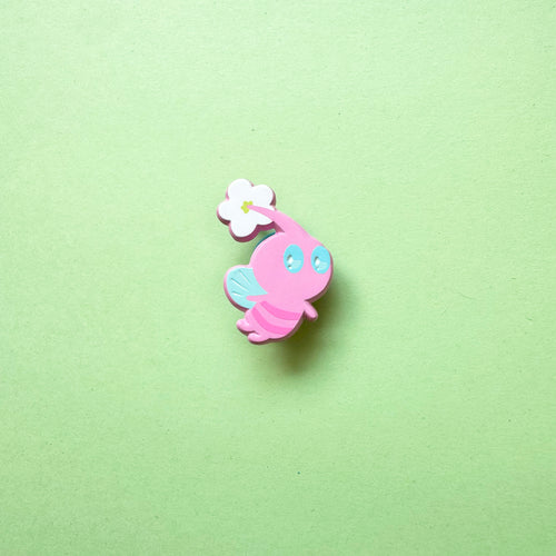 Pink Winged Pikmin Dyed Enamel Pin
