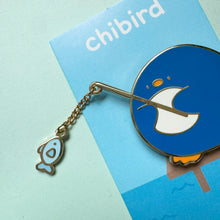 Fishing Penguin Dangling Enamel Pin