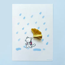 Foraging Friends - Gingko Umbrella Cat Felt Small Print