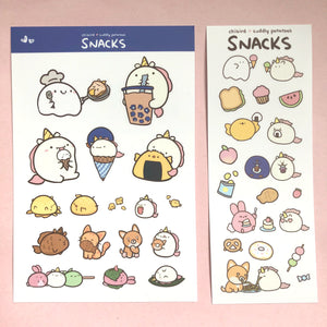 Snacks Sticker Sheet - Chibird x Cuddly Potatoes Collab