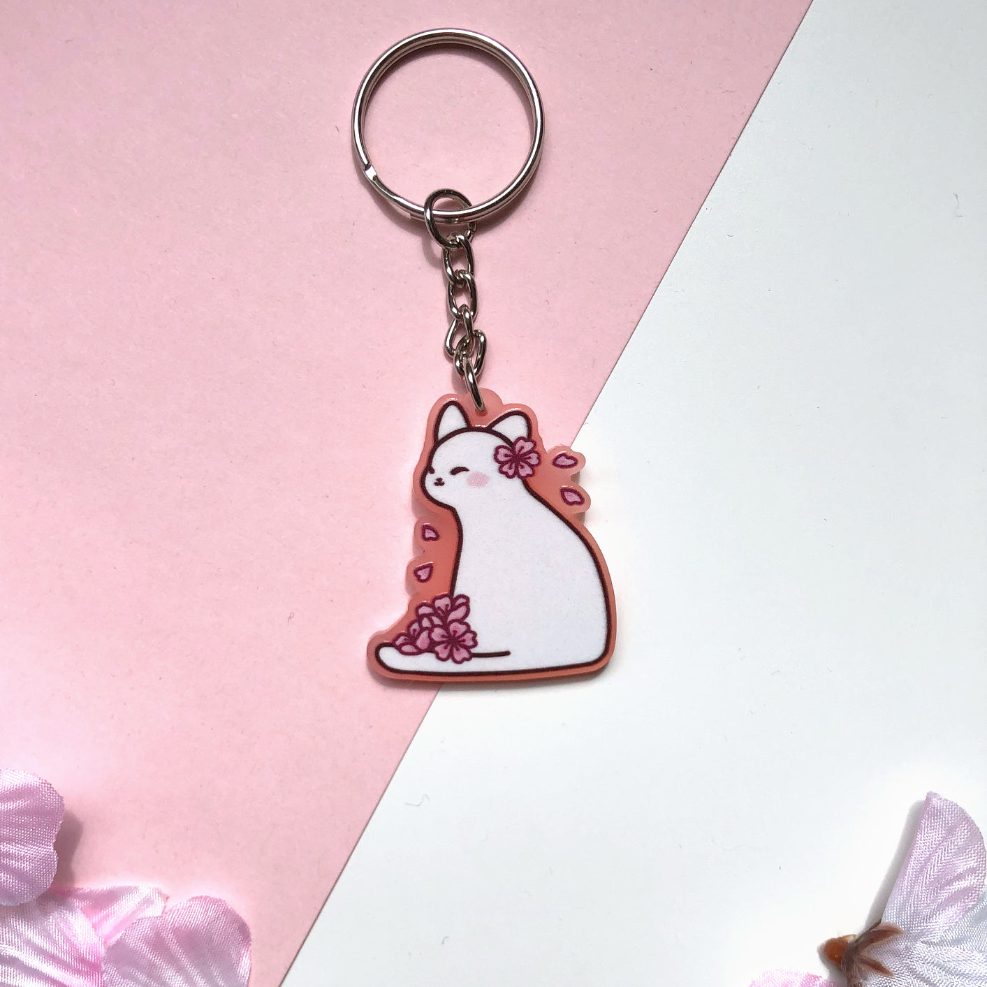 Cherry Blossom Cat Charm - Frosted Pink – Chibird Store