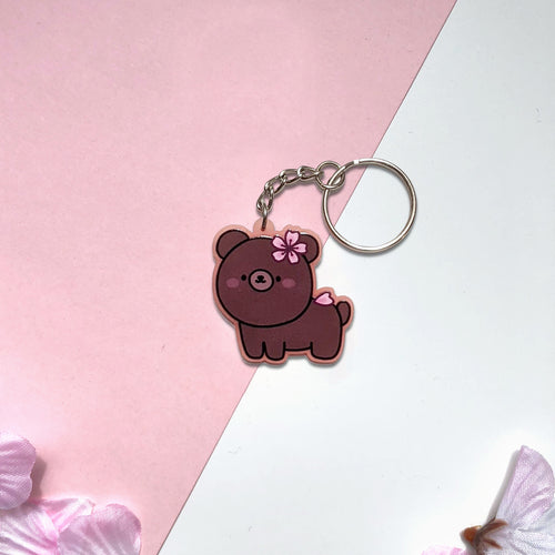 Cherry Blossom Bear Charm - Frosted Pink