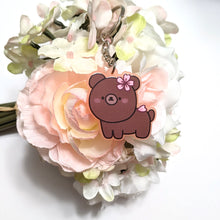 Cherry Blossom Bear Charm - Frosted Pink