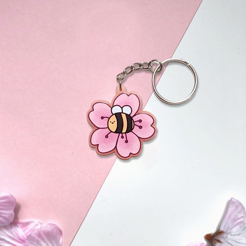 Cherry Blossom Bee Charm - Frosted Pink
