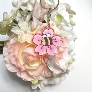 Cherry Blossom Bee Charm - Frosted Pink