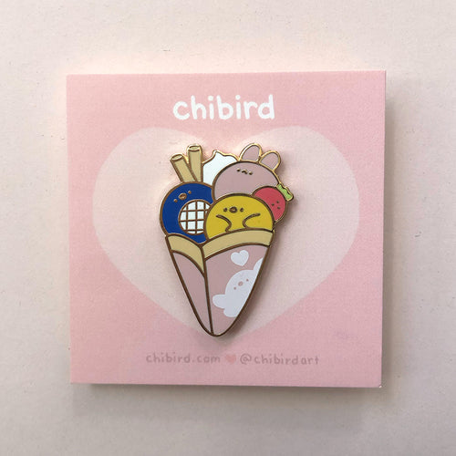 Crepe with Chibird, Penguin, and Bunny Enamel Pin