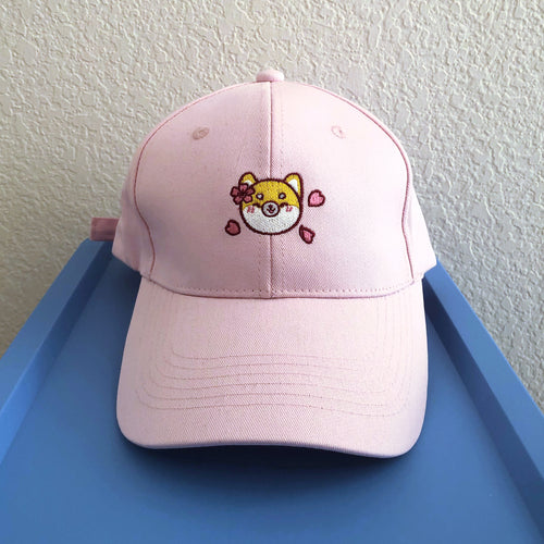 Cherry Blossom Shiba Embroidered Hat
