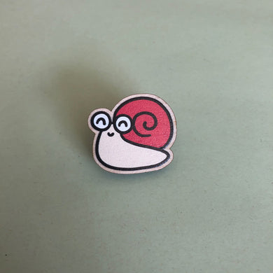 Maple Red Snail Wood Pin