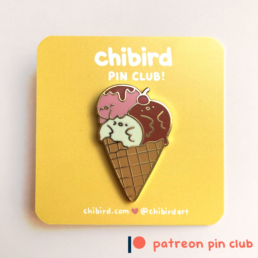 Chibirds Ice Cream Enamel Pin