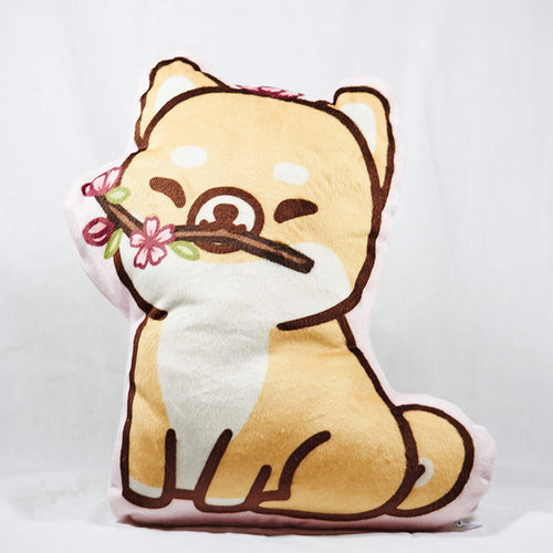 Cherry Blossom Shiba Plush Pillow