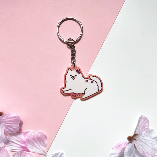 Cherry Blossom Samoyed Charm - Frosted Pink
