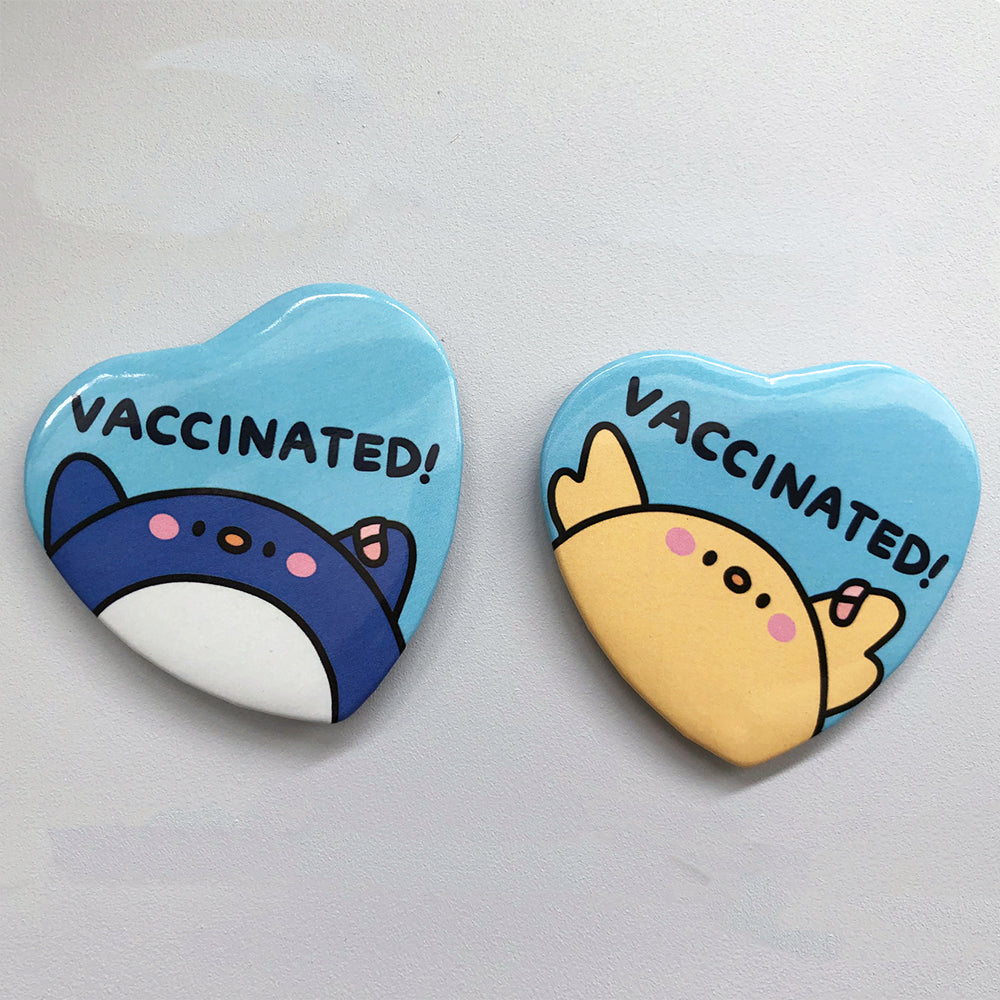Vaccinated Heart Buttons – Chibird Store